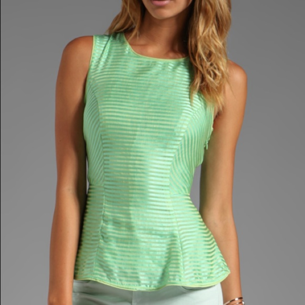 Harlyn green stripe peplum top